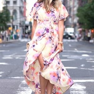 June & Hudson Floral high-low wrap dress Size Xs